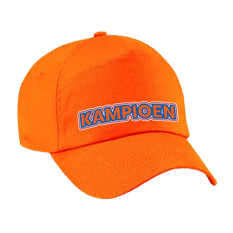 Foto van Koningsdag pet oranje - kampioen - voor dames en heren - verkleedhoofddeksels