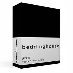 Foto van Beddinghouse jersey topper hoeslaken - 100% gebreide jersey katoen - lits-jumeaux (180x200/220 cm) - black