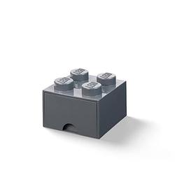 Foto van Opbergdoos lego-blokje met lade, 5,7 liter, grijs - polypropyleen - lego