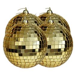 Foto van Othmar decorations disco kerstballen - 4x - goud - 10 cm - kunststof - kerstbal