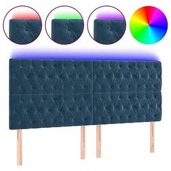 Foto van Vidaxl hoofdbord led 180x7x118/128 cm fluweel donkerblauw