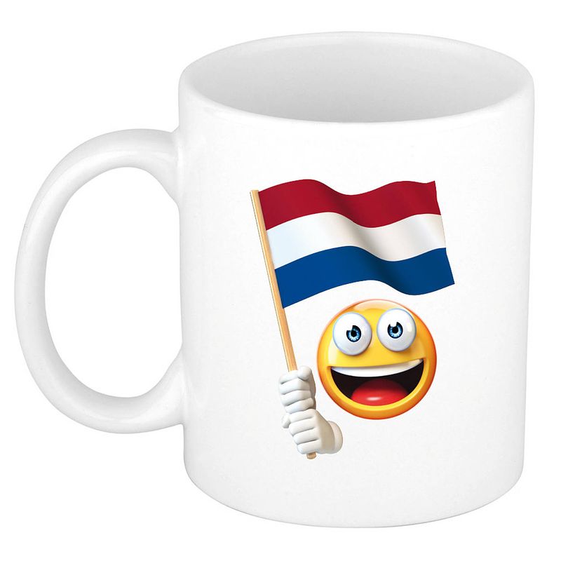 Foto van Smiley vlag nederland mok/ beker wit 300 ml - feest mokken