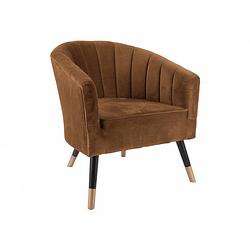 Foto van Leitmotiv fauteuil royal 70 x 71 x 80 cm fluweel/hout bruin