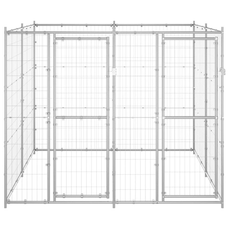 Foto van The living store hondenkennel - draadgaas - 220 x 220 x 180 cm - met deuren - zilver