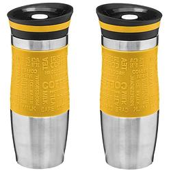 Foto van 2x stuks thermosbeker/isolatie/warmhoud - koffiebeker - geel - 350 ml - thermosbeker