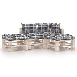 Foto van Vidaxl 4-delige loungeset met kussens pallet grenenhout