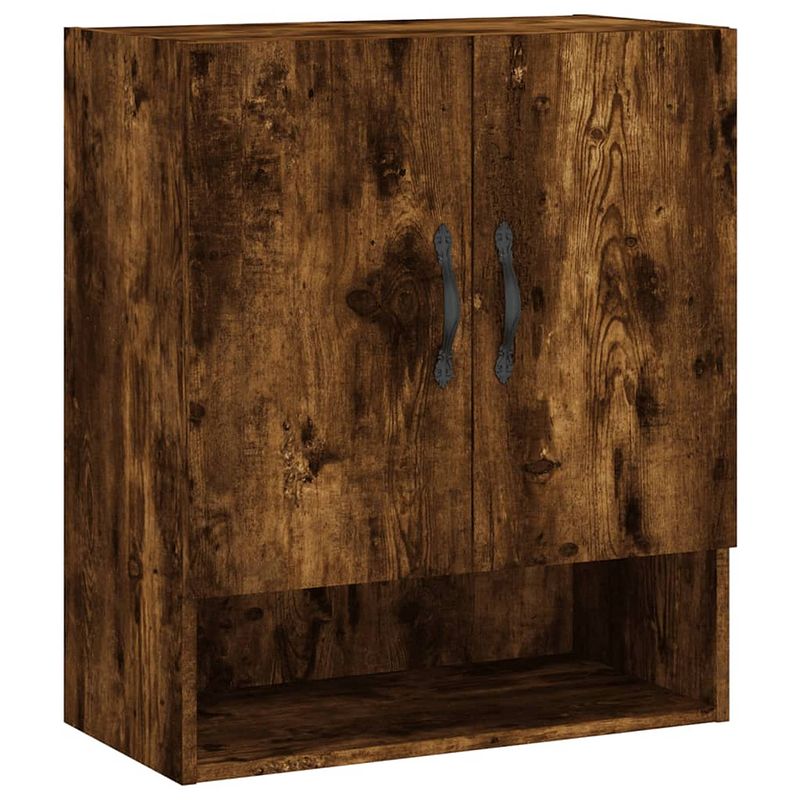 Foto van The living store wandkast smoked oak - bewerkt hout - 60 x 31 x 70 cm - duurzaam en ruimtebesparend