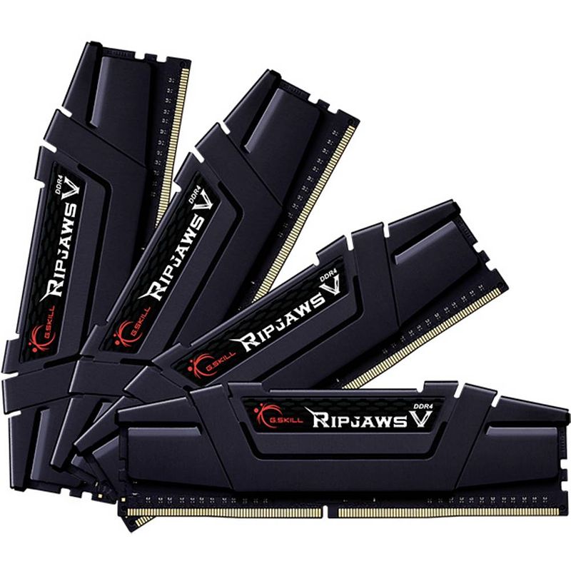 Foto van G.skill ripjaws v werkgeheugenset voor pc ddr4 128 gb 4 x 32 gb non-ecc 3200 mhz 288-pins dimm cl14-18-18-38 f4-3200c14q-128gvk