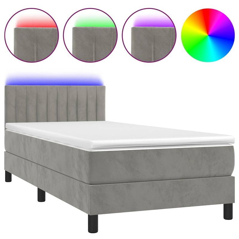 Foto van The living store boxspring - fluweel - led - pocketvering - huidvriendelijk - 203x100x78/88 cm