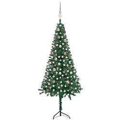 Foto van Vidaxl kunstkerstboom met led's en kerstballen hoek 210 cm pvc groen