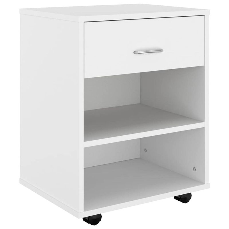 Foto van The living store verrijdbare kast - 46 x 36 x 59 cm - wit - spaanplaat - mobiel en multifunctioneel