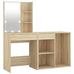 Foto van The living store led kaptafel sonoma eiken - 60x40x140 cm - inclusief kast