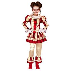 Foto van Halloween horror clown verkleed pak voor meisjes 10-12 jaar (140-152) - carnavalskostuums