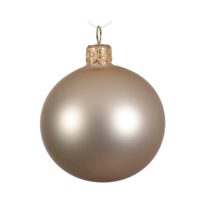 Foto van 2 stuks 6 glazen kerstballen mat 8 cm parel