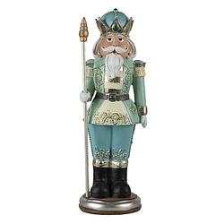 Foto van Clayre & eef kerstdecoratie beeld notenkraker 11*10*32 cm blauw kunststof rond decoratief figuur decoratieve