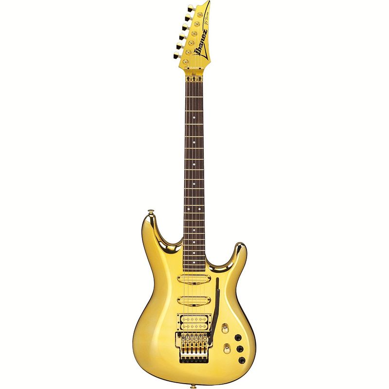 Foto van Ibanez js2 gold chrome boy joe satriani signature elektrische gitaar met koffer