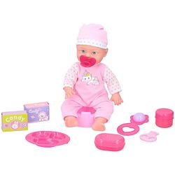 Foto van My baby & me babypop 10-delige set - incl. 9 accessoires - polyester - roze/paars