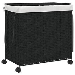 Foto van Vidaxl wasmand op wielen 60x35x60,5 cm rattan zwart