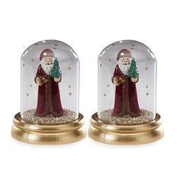 Foto van 2x stuks sneeuwbollen/snowglobes met kerstman 10,5 cm kerstversiering - sneeuwbollen