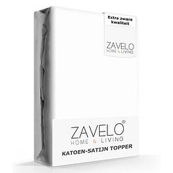 Foto van Zavelo deluxe katoen-satijn topper hoeslaken wit -1-persoons (90x200 cm)