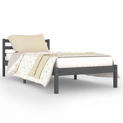 Foto van The living store houten bedframe - grijs - 205.5 x 95.5 x 69.5 cm - massief grenenhout