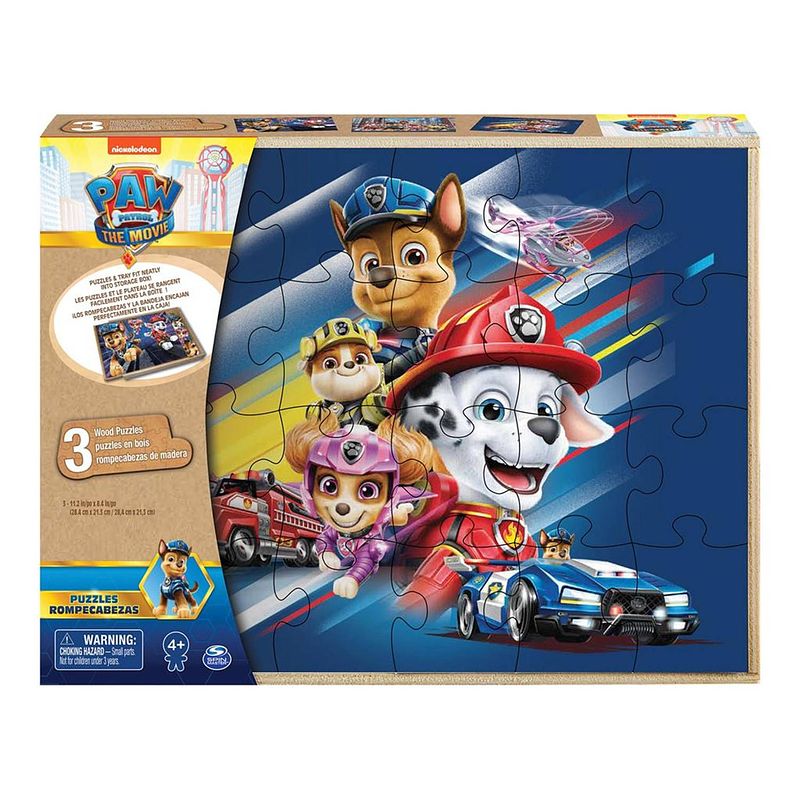 Foto van Paw patrol the movie wood puzzle 3 pack