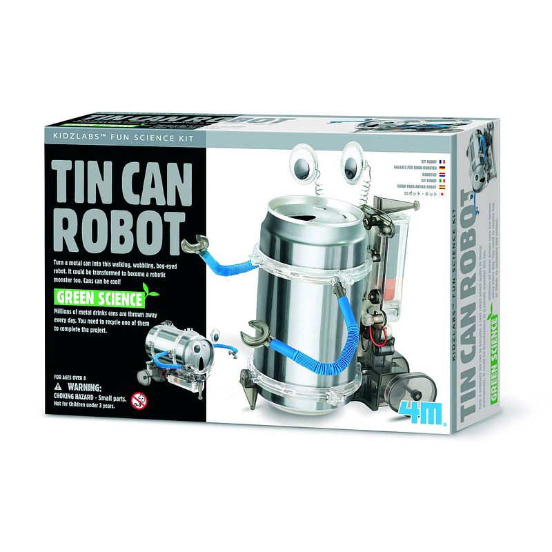 Foto van 4m fun mechanics kit: tin can robot