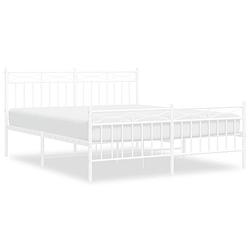 Foto van Vidaxl bedframe met hoofd- en voeteneinde metaal wit 160x200 cm