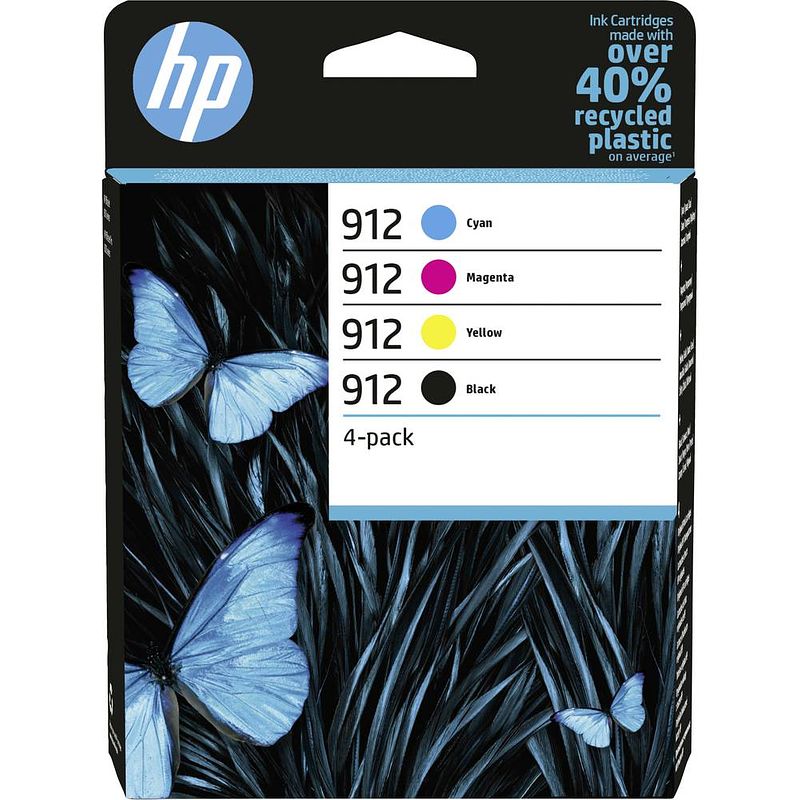 Foto van Hp cartridge 912 origineel 4-pack zwart, cyaan, magenta, geel 6zc74ae