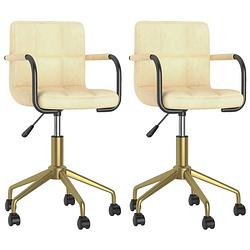 Foto van The living store eetkamerstoelen - draaibaar - crème - goud - 48x47x(78.5-86.5)cm - fluweel