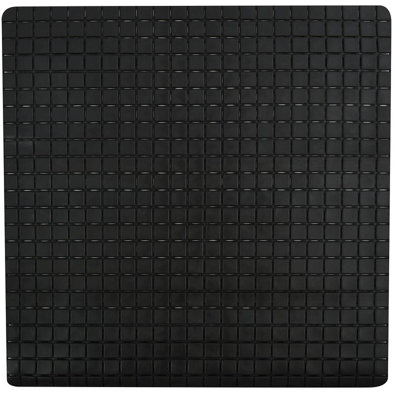 Foto van Msv douche/bad anti-slip mat badkamer - rubber - zwart - 54 x 54 cm - badmatjes