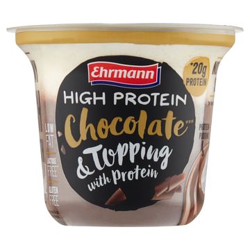 Foto van Ehrmann high protein chocolate & topping with protein 200g bij jumbo