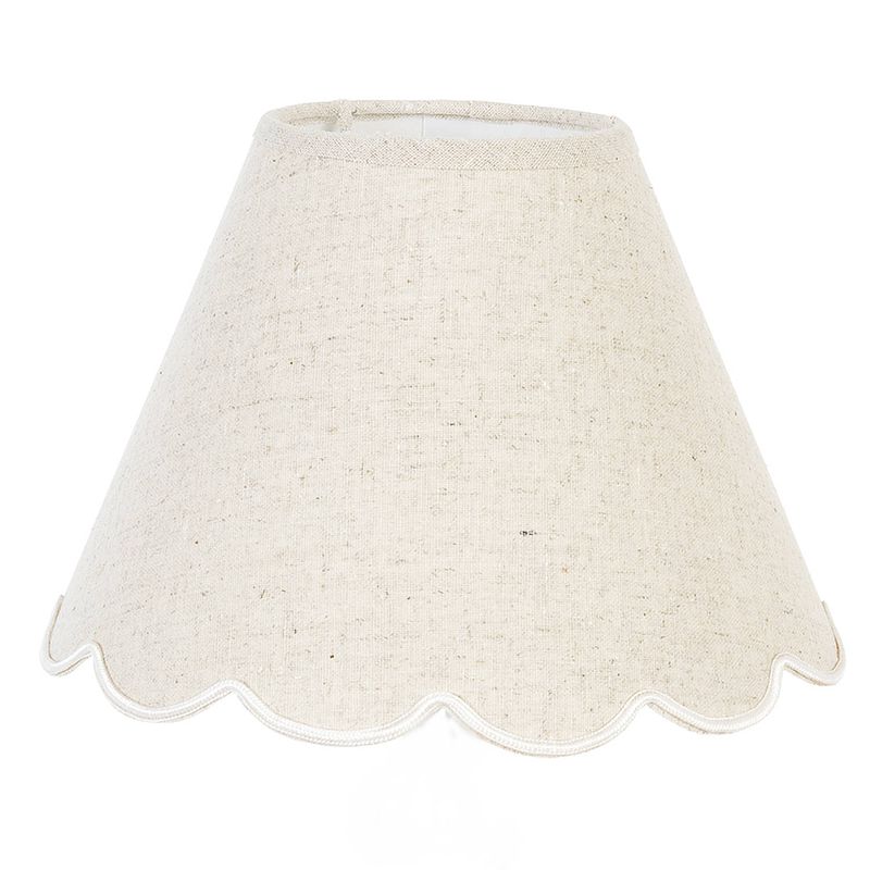 Foto van Haes deco - lampenkap - natural cosy - wit katoen rond - formaat ø 22x16 cm, voor fitting e27 - tafellamp, hanglamp