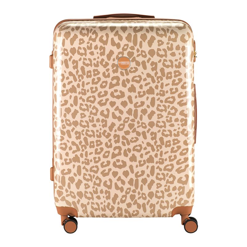 Foto van Princess traveller leopard - reiskoffer - crème/taupe - l - 76cm