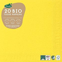 Foto van Duni servetten bio 3-laags 33 x 33 cm papier geel 20 stuks