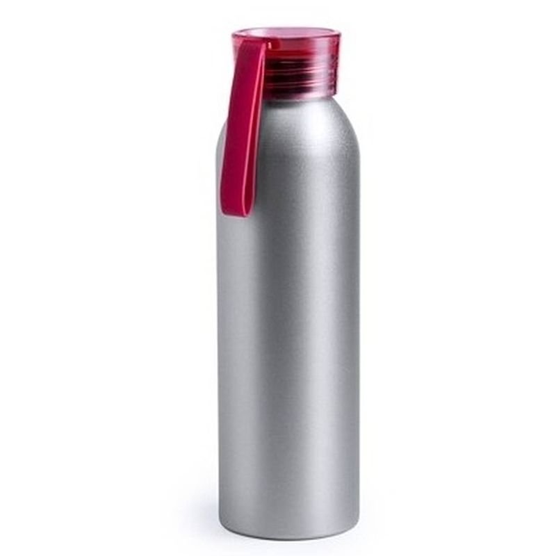 Foto van Aluminium drinkfles/waterfles met rode dop 650 ml - drinkflessen