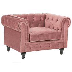 Foto van Beliani chesterfield - fauteuil-roze-fluweel