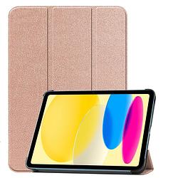 Foto van Basey ipad 10 2022 hoes case hoesje hard cover - ipad 10 hoesje bookcase - rose goud