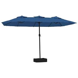 Foto van The living store dubbele parasol - elegant - tuinartikelen - 449 x 265 x 245 cm - azuurblauw en donkergrijs