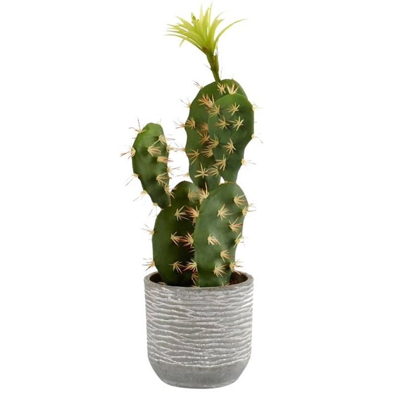 Foto van Ibergarden kunstplant cactus 14 x 16 x 20 cm groen/grijs