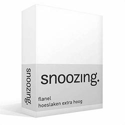 Foto van Snoozing - flanel - hoeslaken - extra hoog - 120x200 - wit