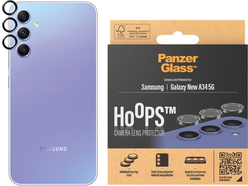 Foto van Panzerglass hoops samsung galaxy a35 camera lens protector glas