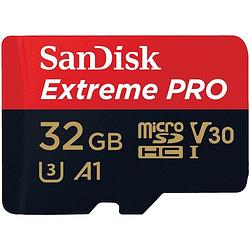 Foto van Sandisk microsdhc extreme pro 32gb 100 mb/s - a1 - v30 - sda - rescue pro dl 1y micro sd-kaart zwart