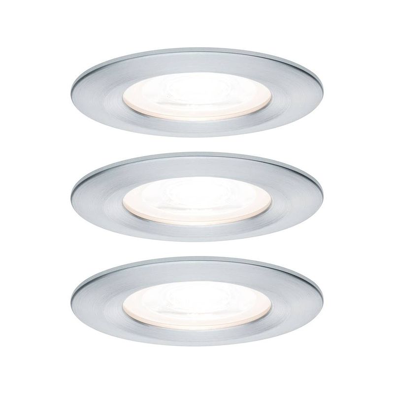 Foto van Paulmann nova inbouwlamp voor badkamer set van 3 stuks led gu10 19.5 w ip44 aluminium (gedraaid)