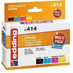 Foto van Edding cartridge vervangt epson t1281/t1282/t1283/t1284 multipack 4 compatibel combipack zwart, cyaan, magenta, geel edd-414 18-414