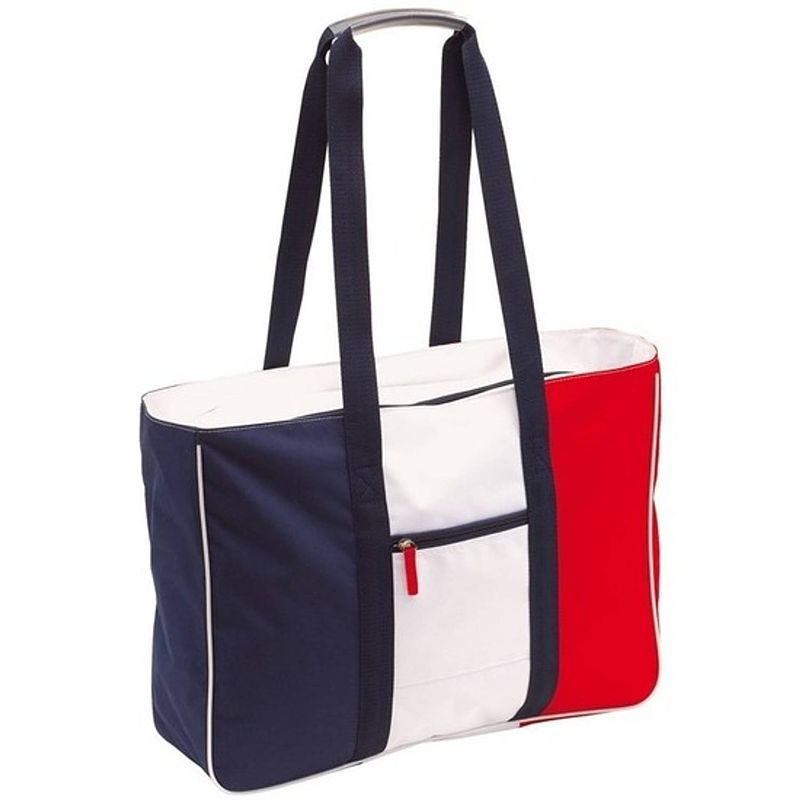 Foto van Strandtas/shopper blauw/rood/wit 47 cm - strandtassen