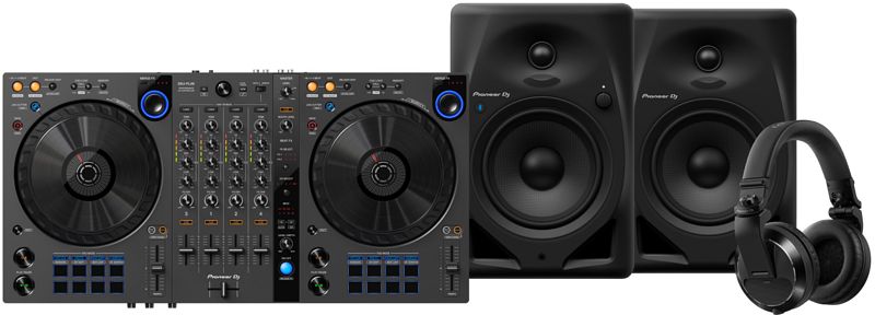 Foto van Pioneer dj ddj-flx6 + pioneer dj hdj-x7 zwart + pioneer dj dm-50d-bt zwart