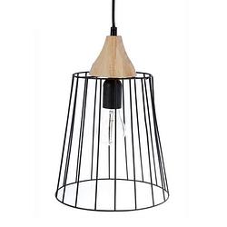 Foto van Metalen hanglamp met draad - ø 24 x h 32,5 cm - zwart