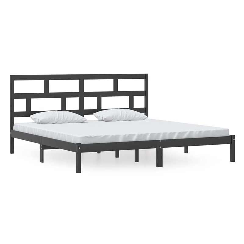 Foto van Vidaxl bedframe massief grenenhout zwart 200x200 cm