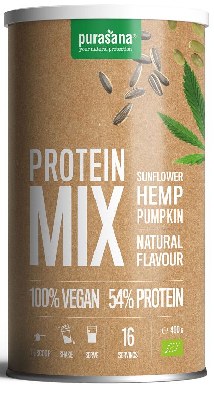 Foto van Purasana organic mix vegan protein naturel